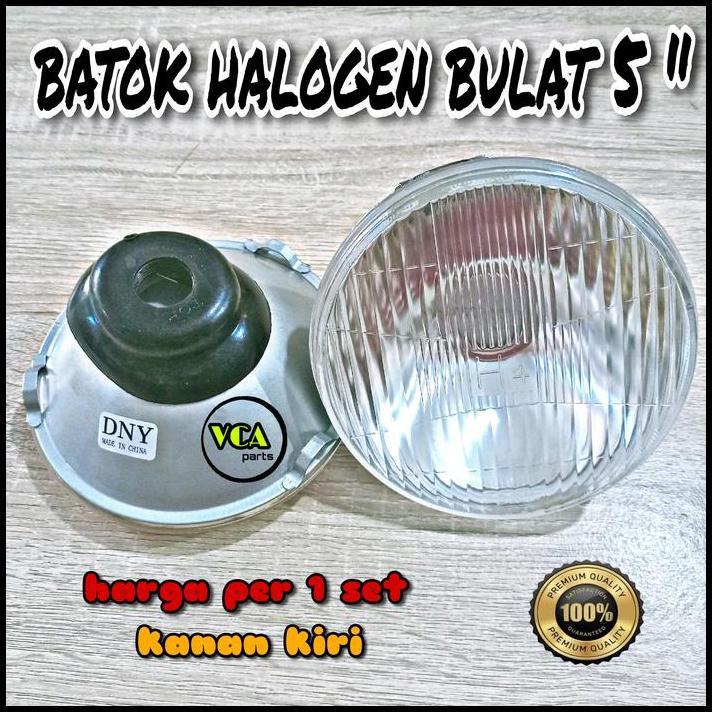 HOT DEAL HEAD LAMP LAMPU HALOGEN H4 BULAT 5 INCH HARGA PER 1 SET KANAN KIRI 