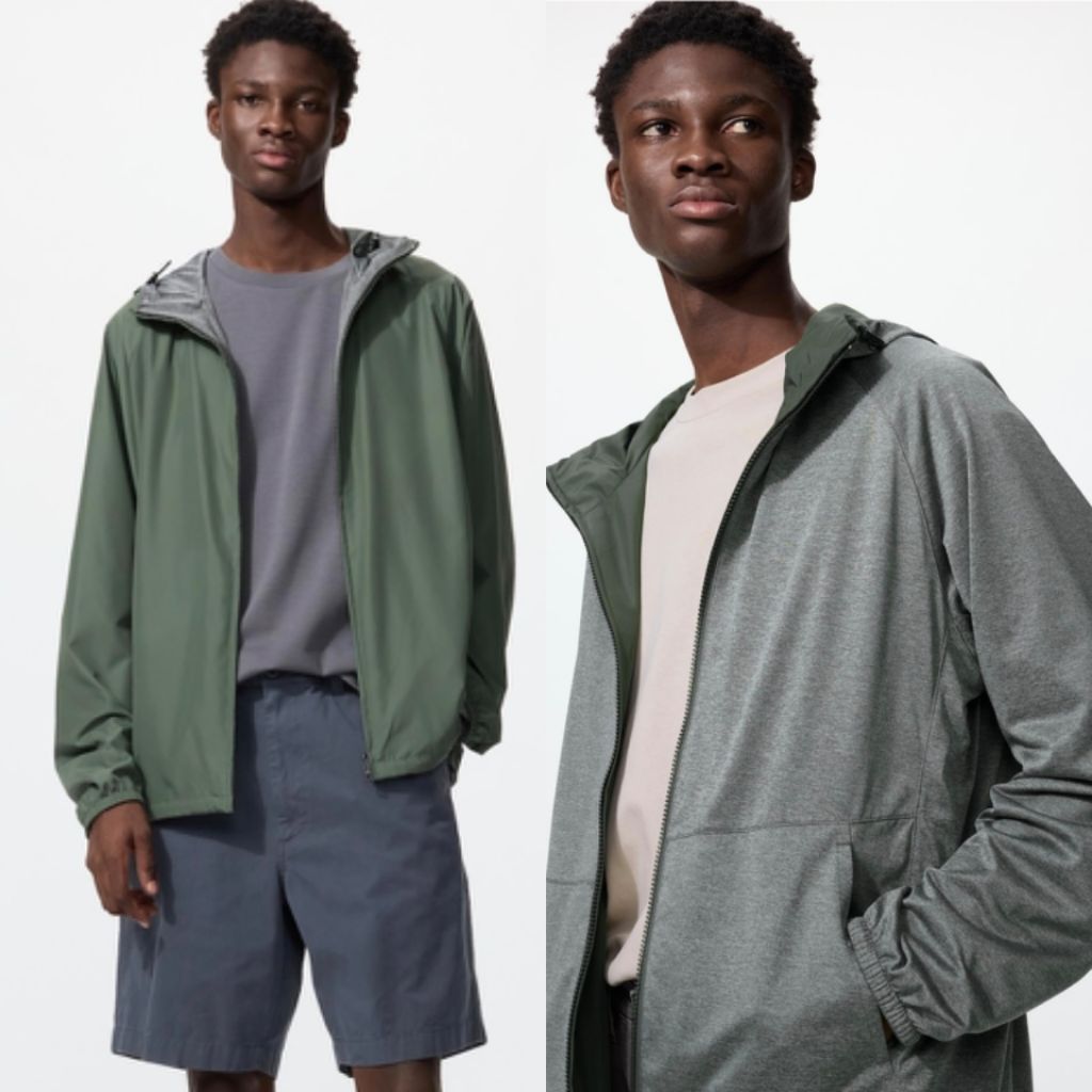 UNIQLO JAKET PARKA REVERSIBEL OLIVE ASLI ORIGINAL BARU