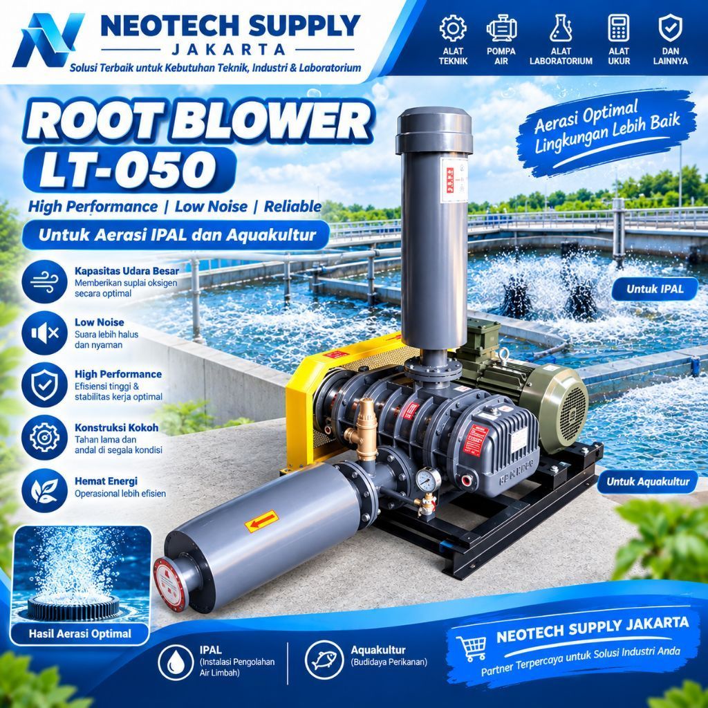 Root Blower LT-050 Blower Udara High Performance Low Noise Reliable untuk Aerasi IPAL Aquakultur Kol