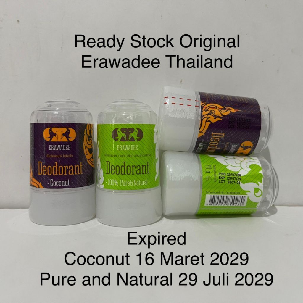 Erawadee Deodorant Crystal deodoran, Orisinal & Coconut, pemutih ketiak.Original thailand