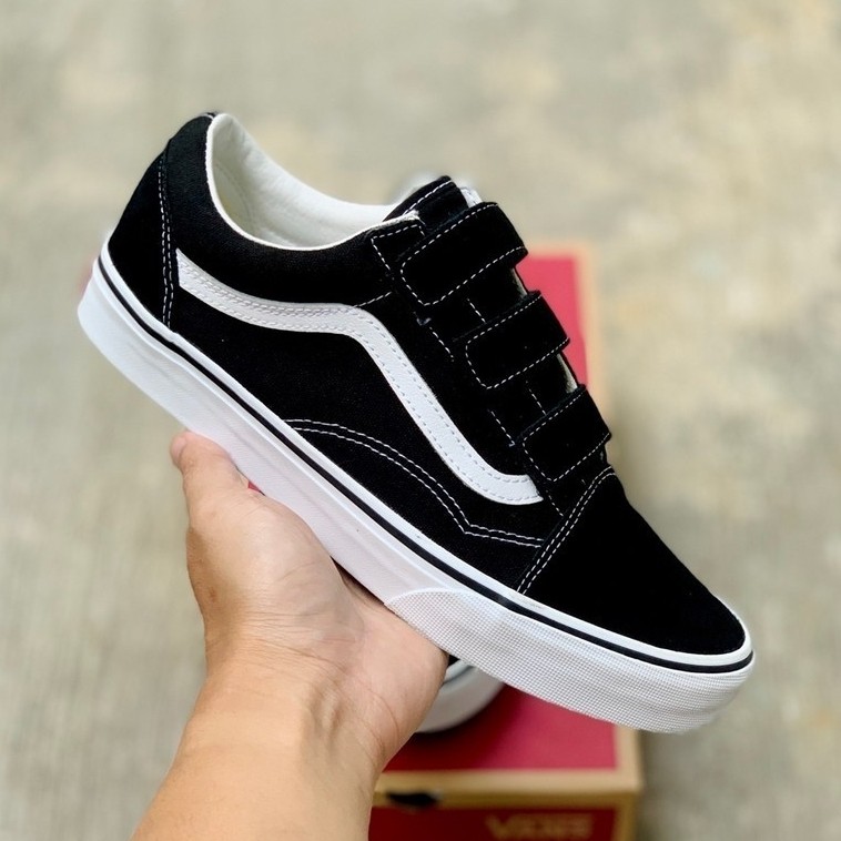 Vans Old Skool Velcro Black&White ( Resmi PT.GMG )