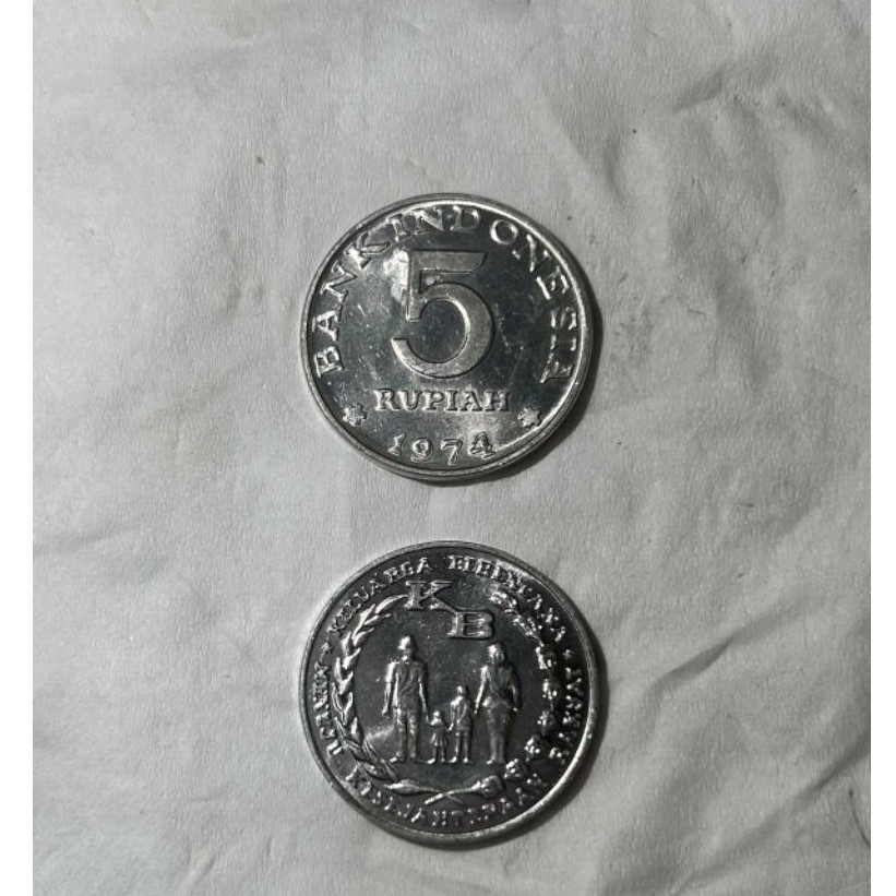 Koin 5 Rupiah Keluarga Berencana Besar 1974