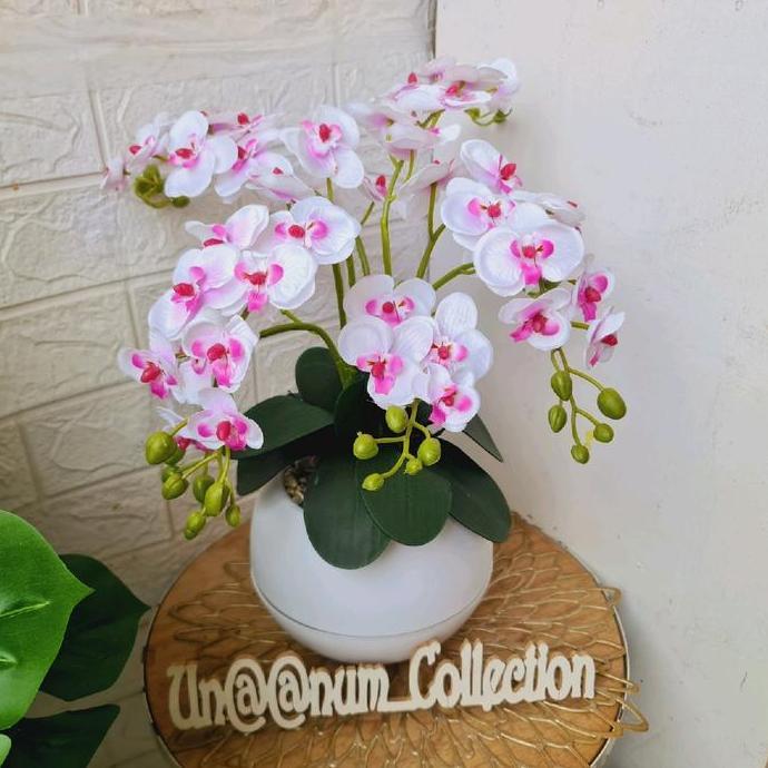 Flower- Bunga Anggrek Artificial 6Tangkai Pot Besar