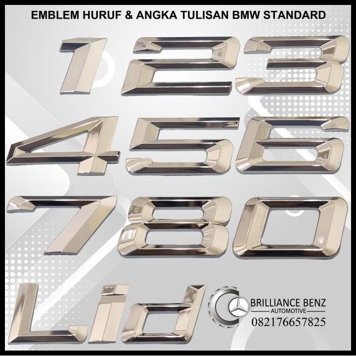 DISKON EMBLEM TULISAN BAGASI BMW FONT STANDAR EMBLEM ANGKA HURUF BMW CHROME