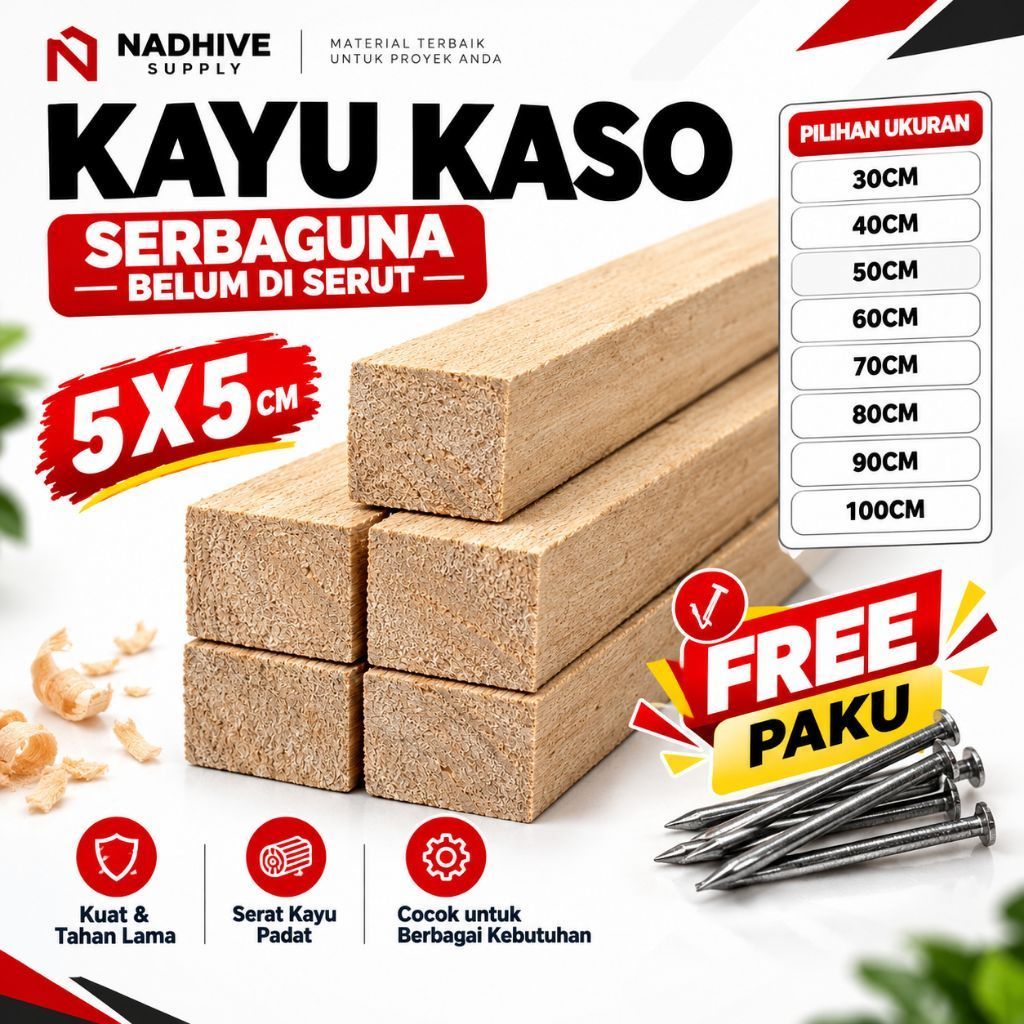 KAYU KASO USUK 5X5 PANJANG BERBAGAI UKURAN KAYU KASAR BELUM DI SERUT FREE PAKU / KAYU USUK KASO