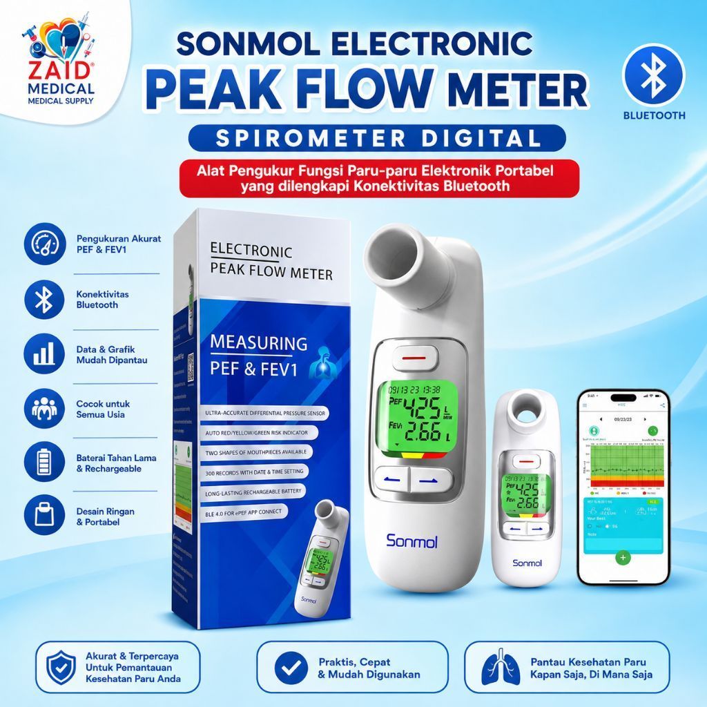 Electric Peak flow meter Sonmol/ Peak Flow Meter Bluetooth