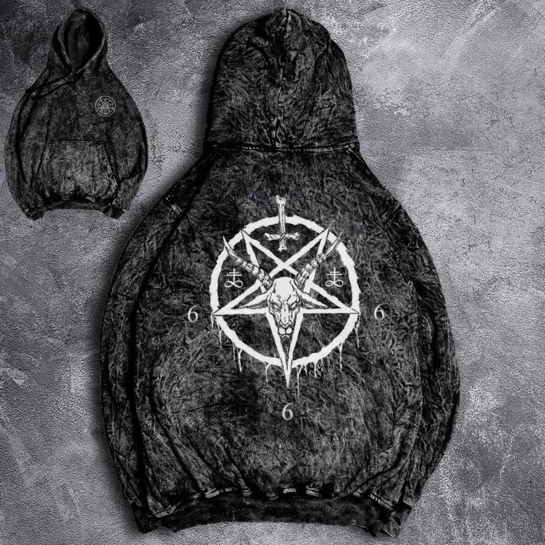 Jaket Hoodie Wash Distro Motif Satanic | Jaket Hoodie Sandwash | Jaket Sweater Hoodie Pria Sandwash