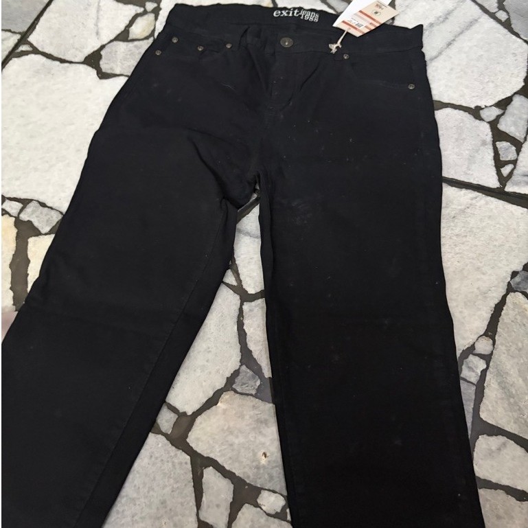 Celana jeans hitam exit 1989 wanita model longgar kasual