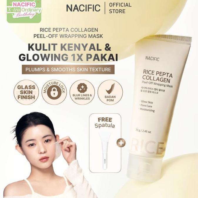 NACIFIC Rice Pepta Collagen Peel Off Wrapping Mask 70g - Hydrolyzed Collagen & Pepta-13 Complex - Pe