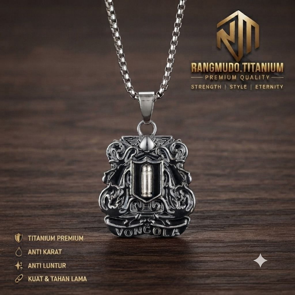 Kalung Vongola Peluru Titanium Asli Anti Karat - Aksesoris Anime & Cosplay Pria Wanita
