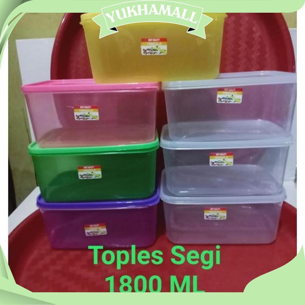 Toples Segi Plastik Bening 1800ml Kotak Makanan Sale