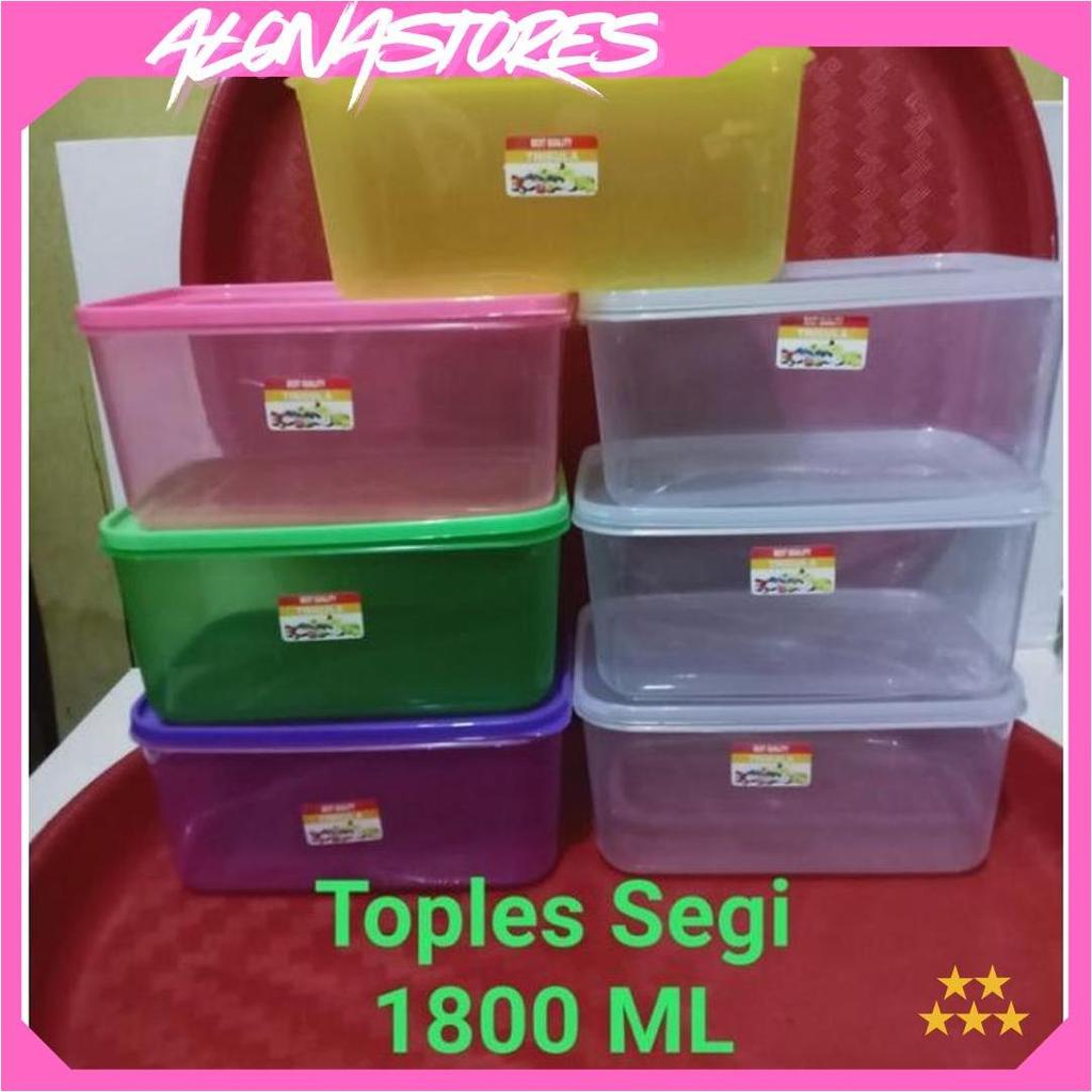 Toples Segi Plastik Bening 1800ml Kotak Makanan Sale