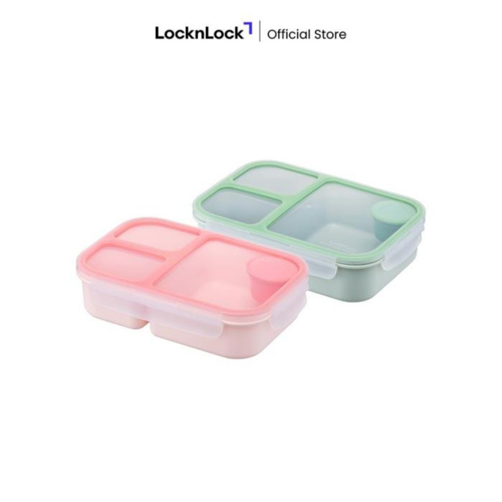 LocknLock Lunch Box To-Go 3 Compartment Kotak Makan 980ml - Lock&Lock Kotak Bekal Sekolah dan Kerja 