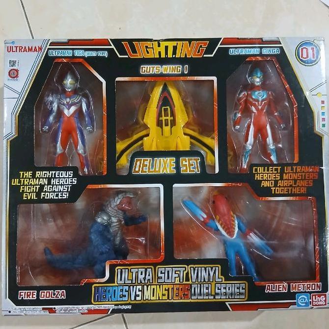 Ling Dong Ultraman Lighting Deluxe Set Ultraman Tiga Guts Wing Ultraman Ginga Fire Golza Alien Metro