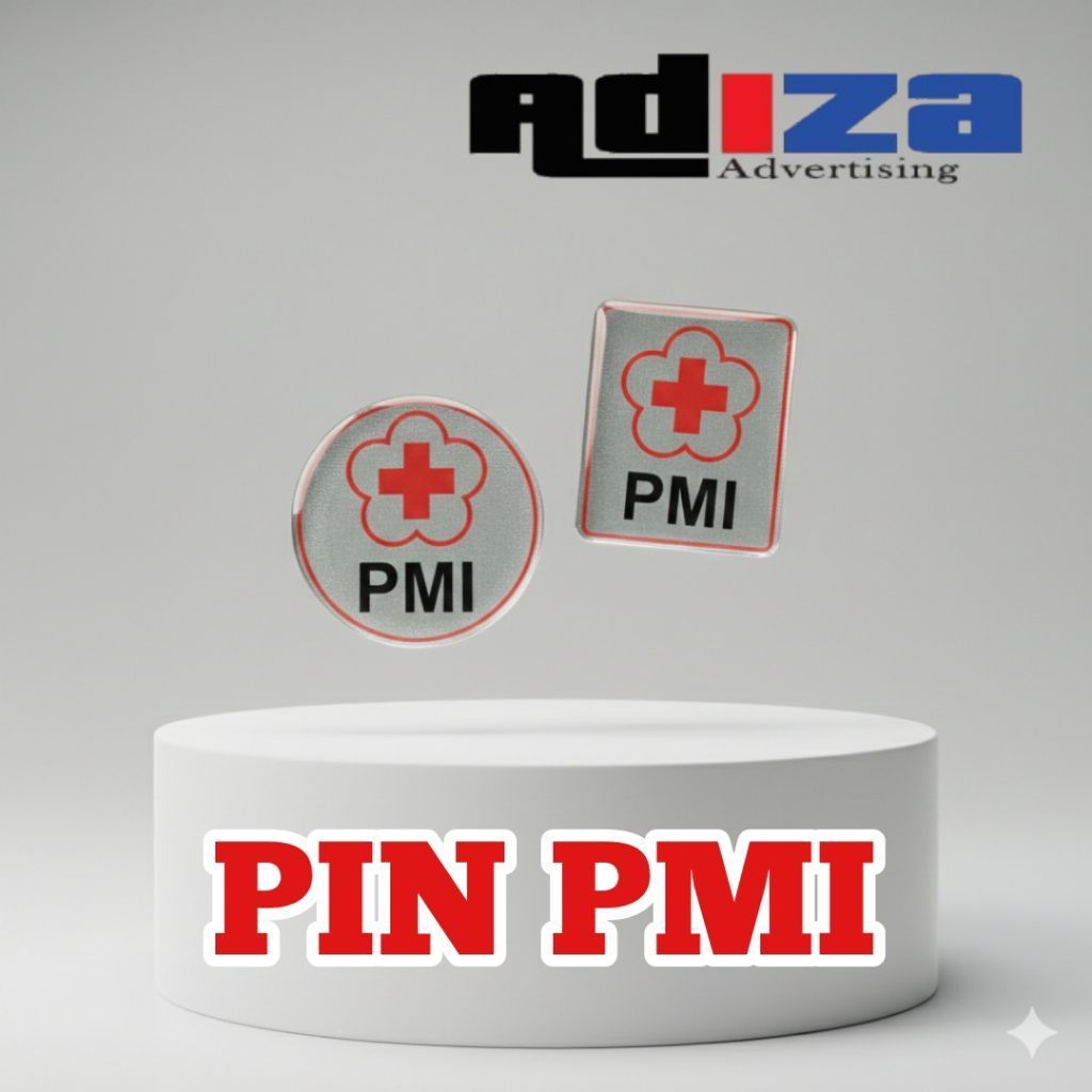 Pin PMI bahan alumunium lapis resin mengkilap persegi dan bulat