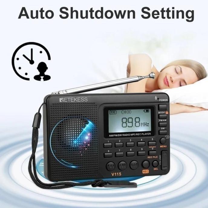 RETEKESS V115 - Portable AM FM Digital Radio with MP3 Player