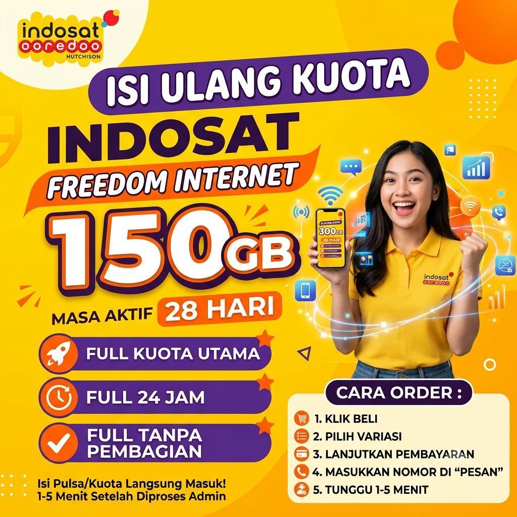 SUPER PROMO KUOTA INDOSAT IM3 FREEDOM INTERNET 150 GB 28 HARI TERMURAH
