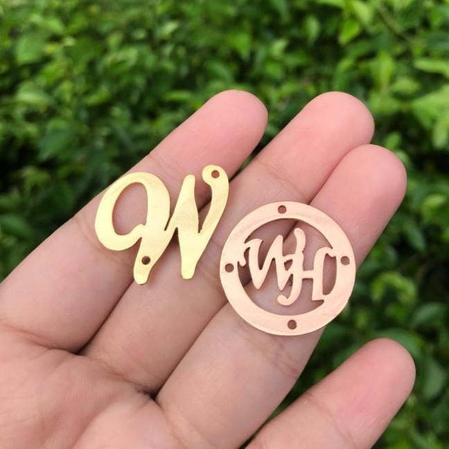Label Hijab Custom Monogram Kuningan Anti Karat