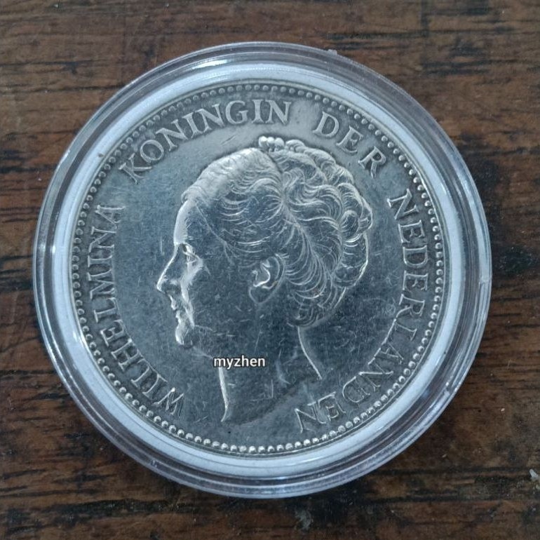 (ll)koin perak kuno asli wilhelmina 1G 1929