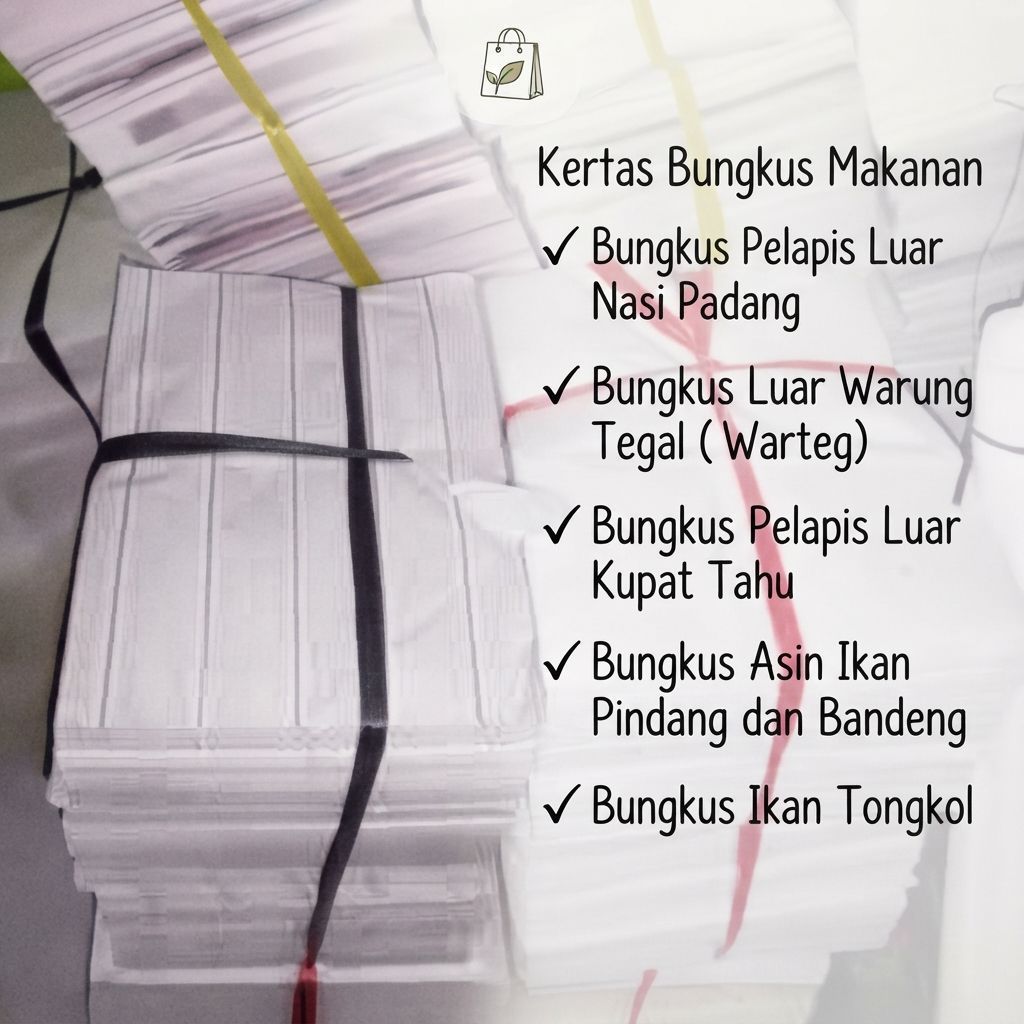 kertas bungkus pelapis luar nasi Padang,warung Tegal,kupat tahu,roti bungkus ikan pindang/ikan bande