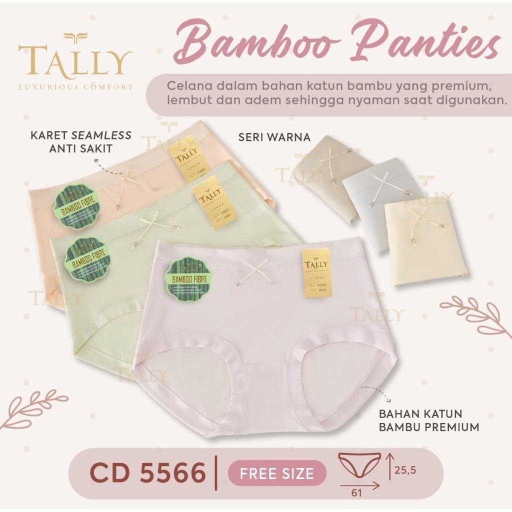 TALLY CD 5566 Celana Dalam Wanita Bahan Katun Bambu size free