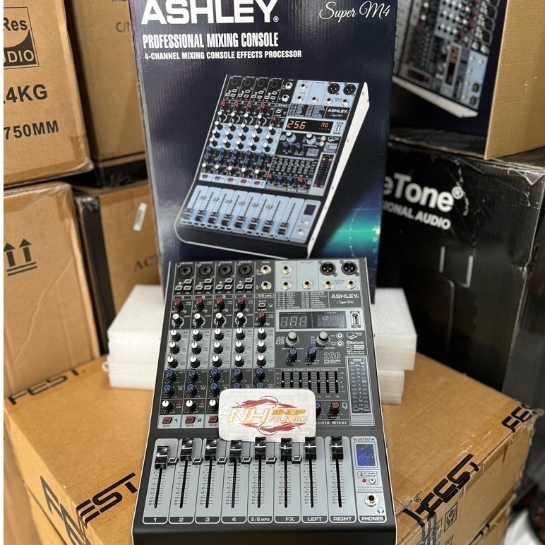 Mixer Ashley Super M4 COMPRES New Model 4chanel Effect Digital 256Dsp Equalizer Bluetooth 2Aux Mixer