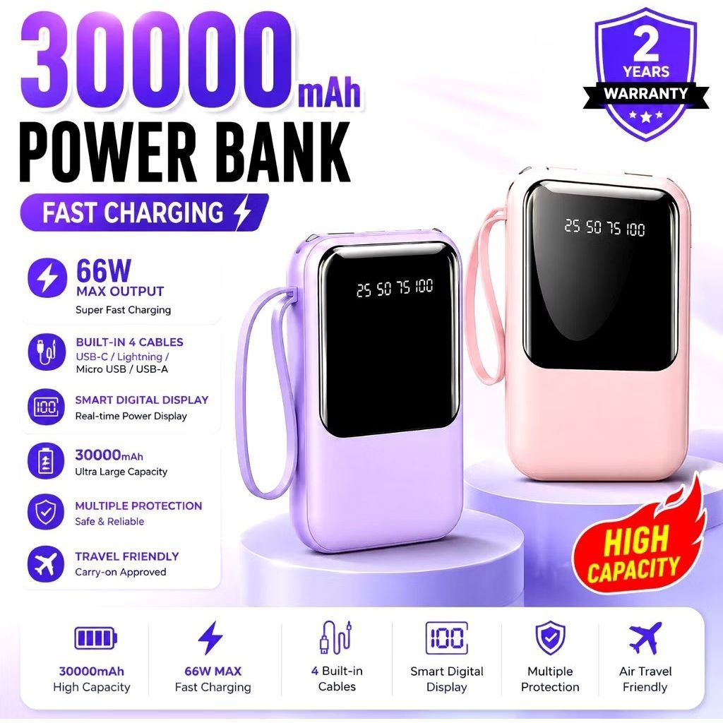 Powerbank mini Portable Fast Charging 20W LCD 30000 mAh