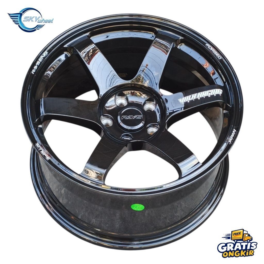 Velg Original Volk Rays TE37 R18 Lebar 9,5 Inch Pcd 5X114,3 ET 22 Glossy Black