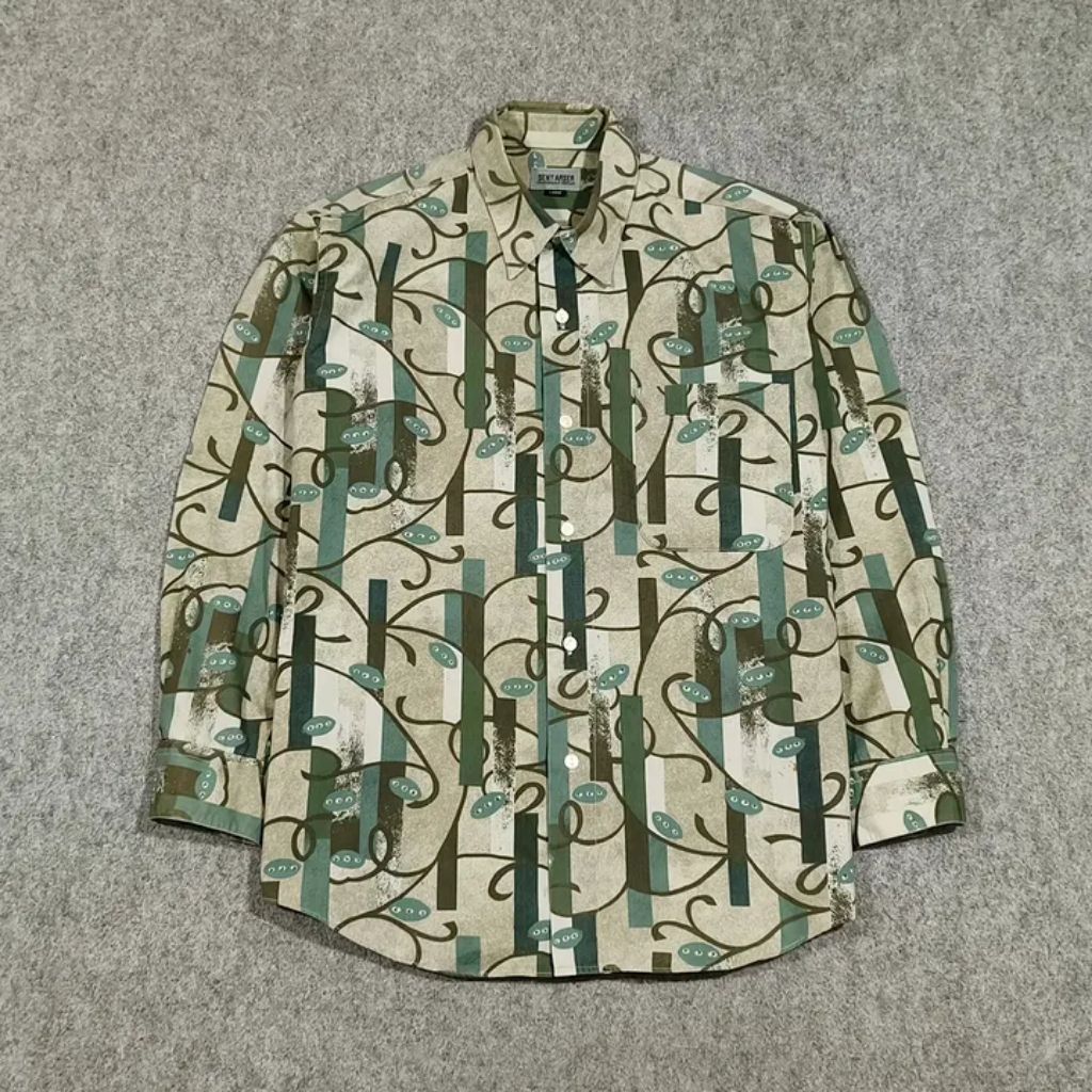 kemeja motif pria lengan panjang abstrak size L second SENTARSER