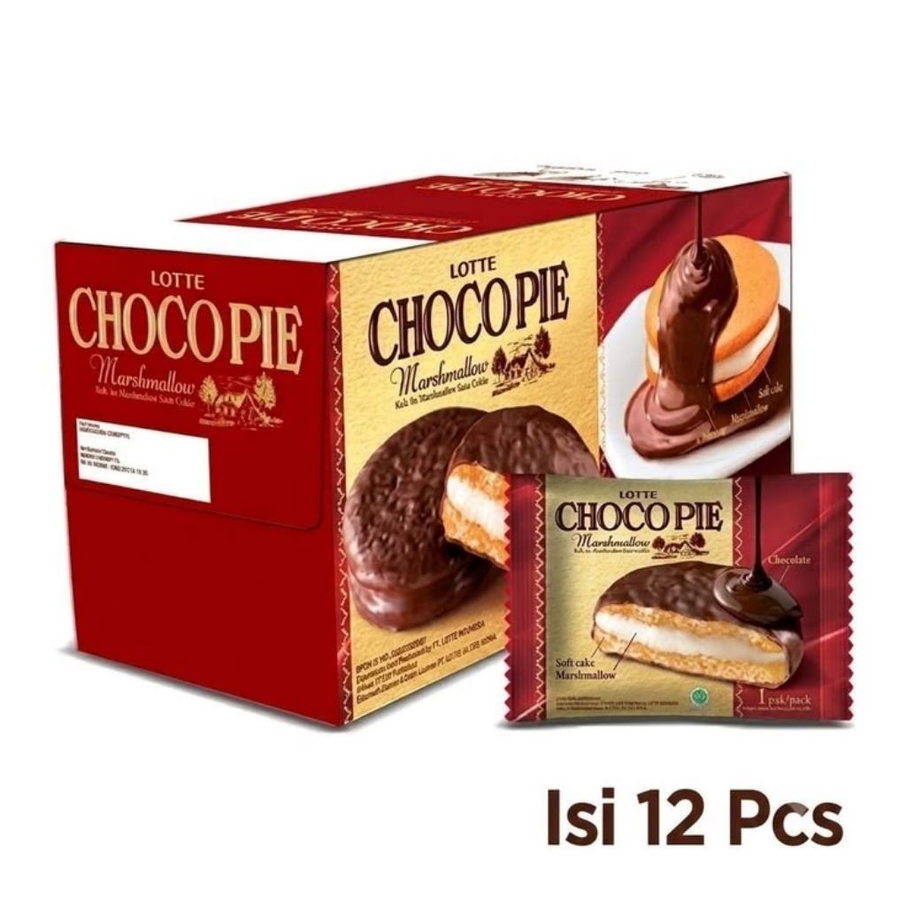 Lotte Choco Pie 12 Pcs Marshmallow Coklat