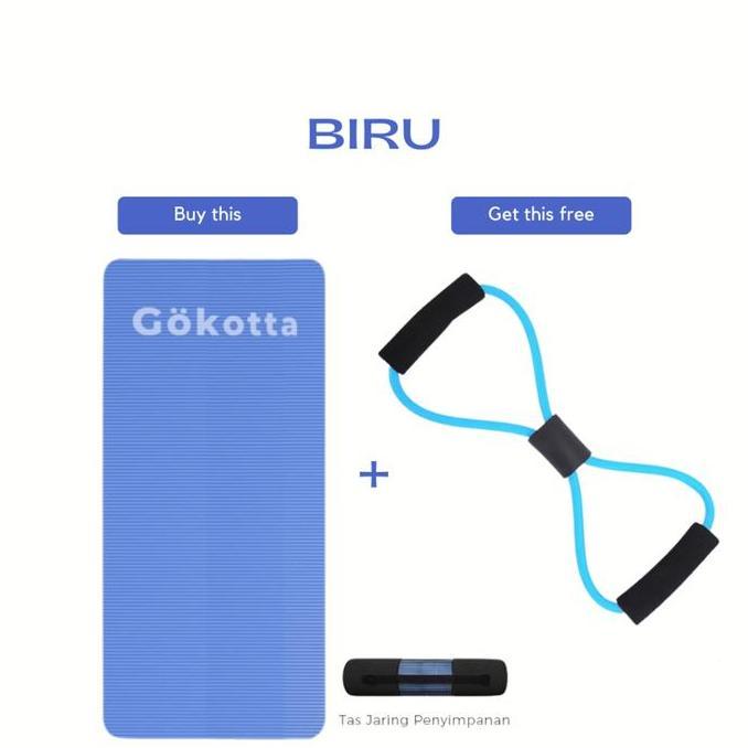 GOKOTTA Bundling Hemat Matras Olahraga dan Tali Yoga Elastis/ Yogas Mat/ Matras Anti Slip/ Free Tas 