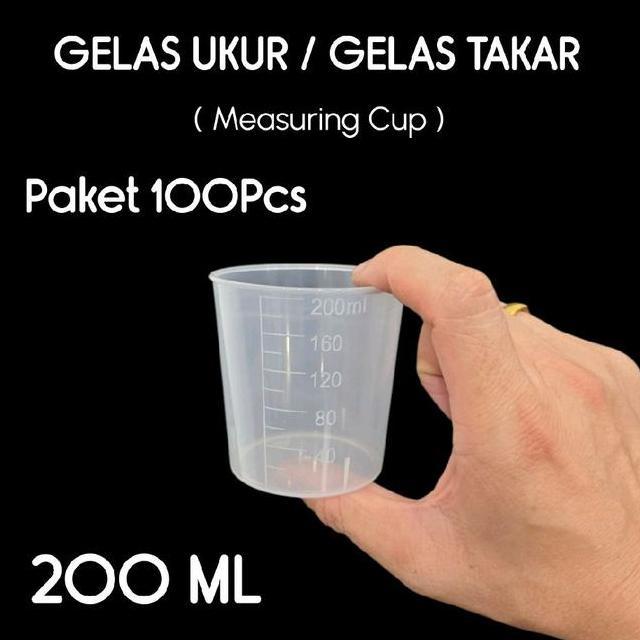 Paket 100Pcs Gelas Ukur 200Ml Gelas Takar 200Ml Gelas Takar Plastik 200Ml Kitchenware