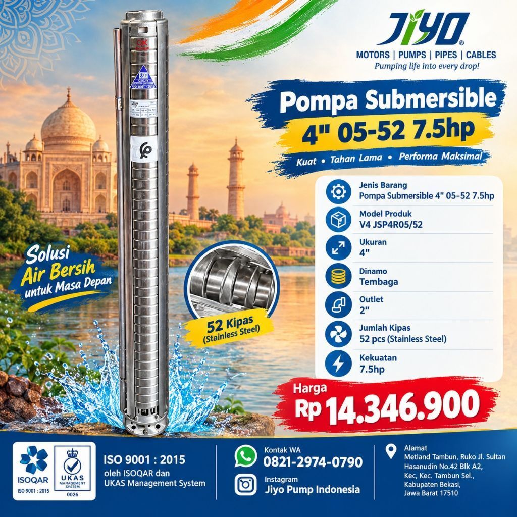 Jiyo Pump Submersible Pompa JSP4R05/52 7.5hp