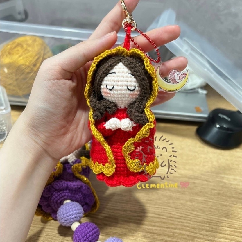 Bag Charm Virgin Mary Gantungan Kunci Bunda Maria Amigurumi