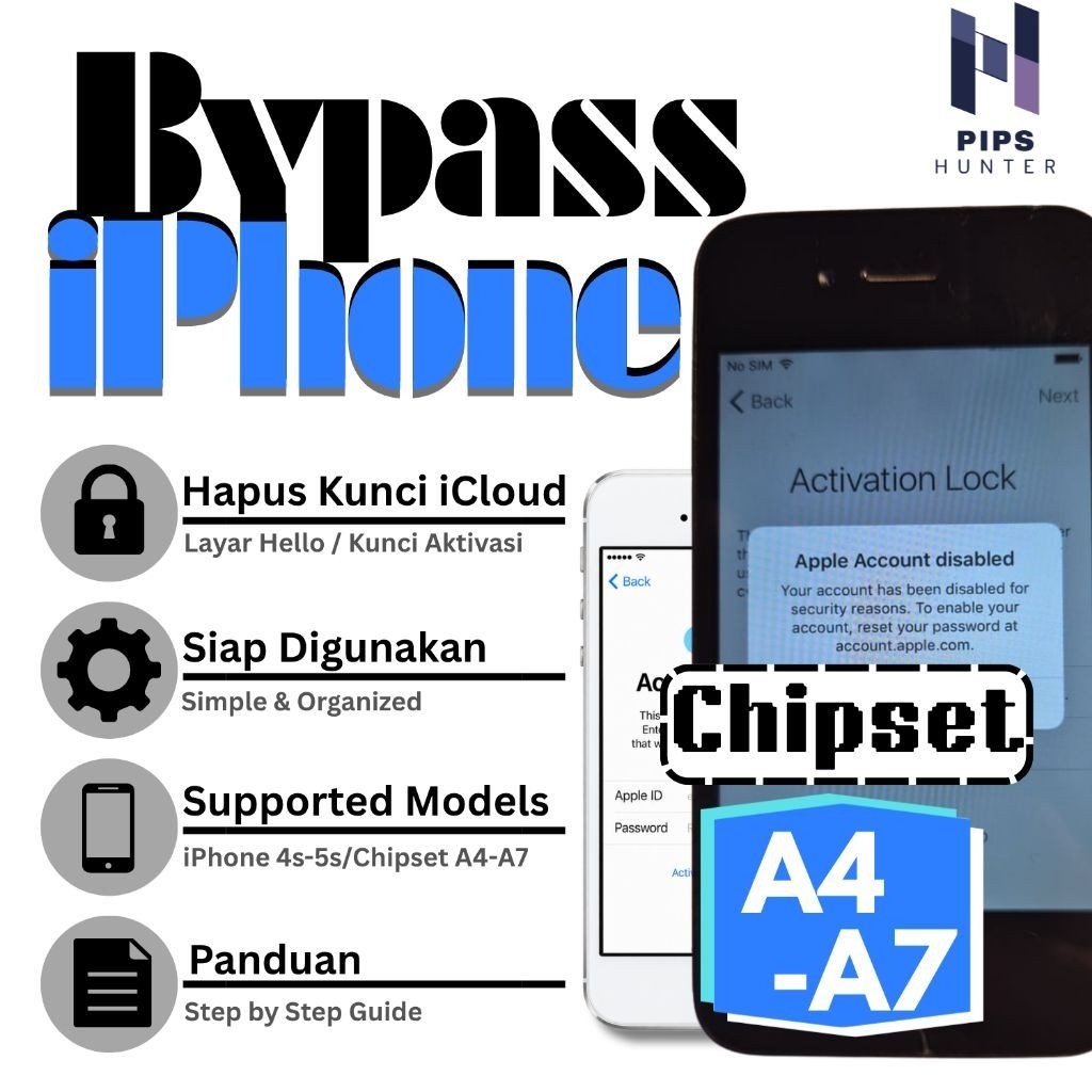 Bypass iPhone PIPS Hunter Chipset A4-A7 Hapus Kunci iCloud untuk iPhone 4s-5s