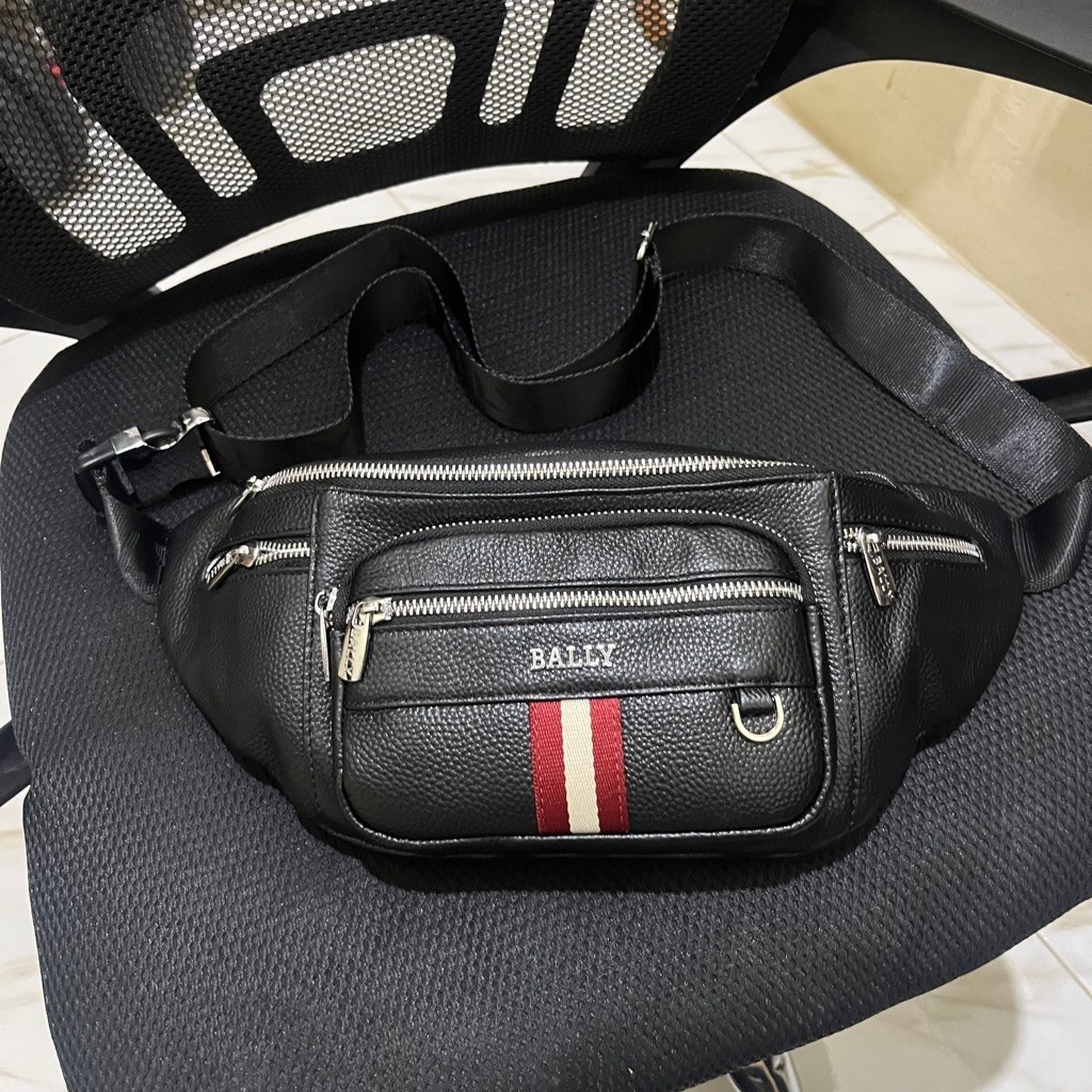 Tas Waistbag pria kulit BALLY tas waist bag pria tas selempang dada mewah