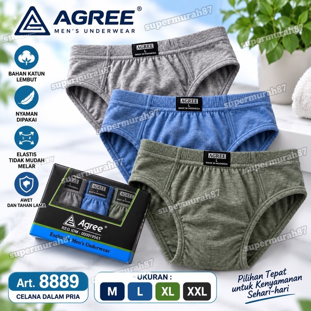 [ 3 PCS ] CD Agree 8889 | Celana Dalam Cowok Dewasa Agree Maxi | Agree 8889
