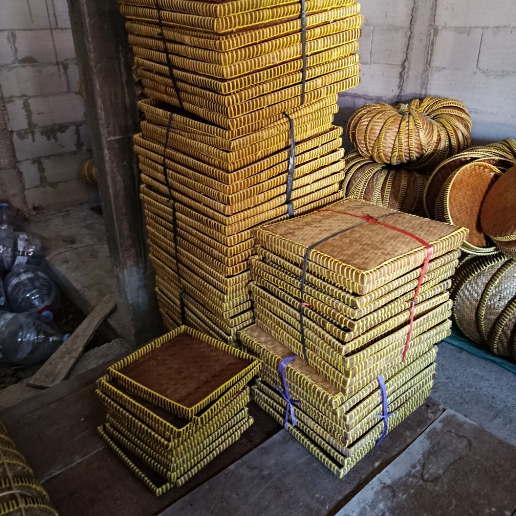 Set Tampah Bambu Persegi 6 Ukuran - Nampan Anyaman Bambu Wadah Saji Serbaguna