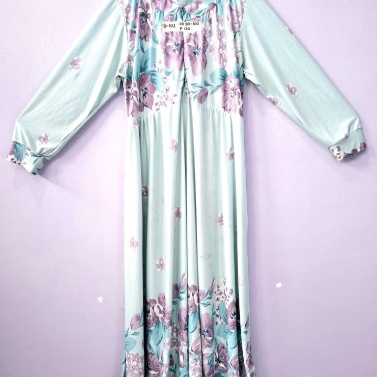 G-102 Prelove Gamis Cyan Ld 900 Panjang 120 Bekas Layak Pakai
