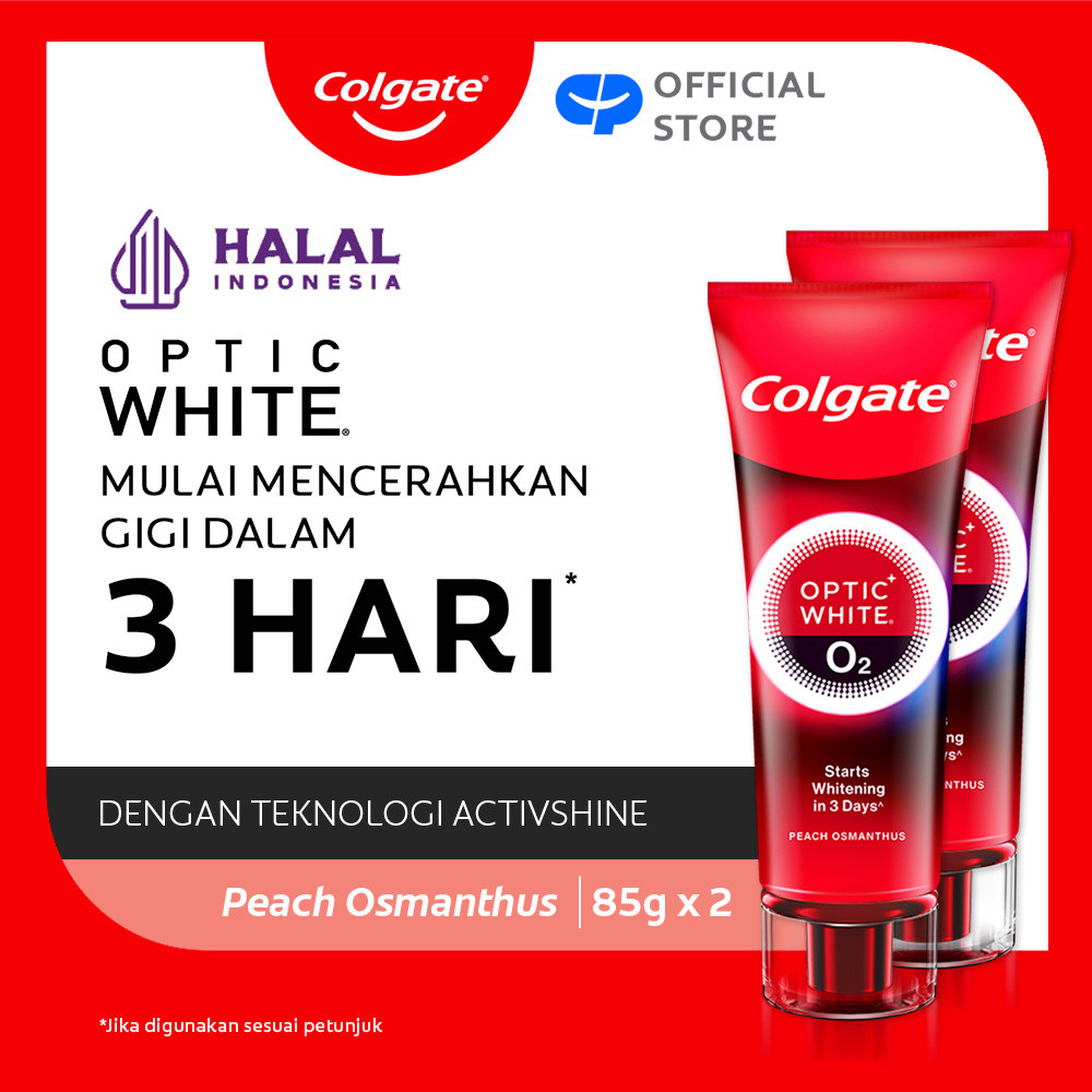Colgate Optic White O2 85g Peach Osmanthus - Pasta Gigi Putih Alami (Whitening Toothpaste) (2pcs)