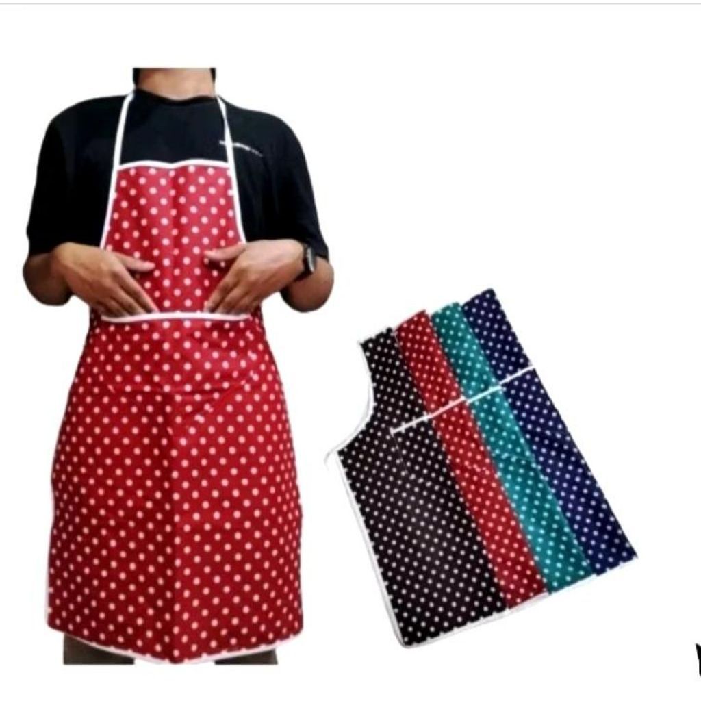 CELEMEK KAIN - CELEMEK MASAK POLKADOT ANTI AIR KATUN TEBAL