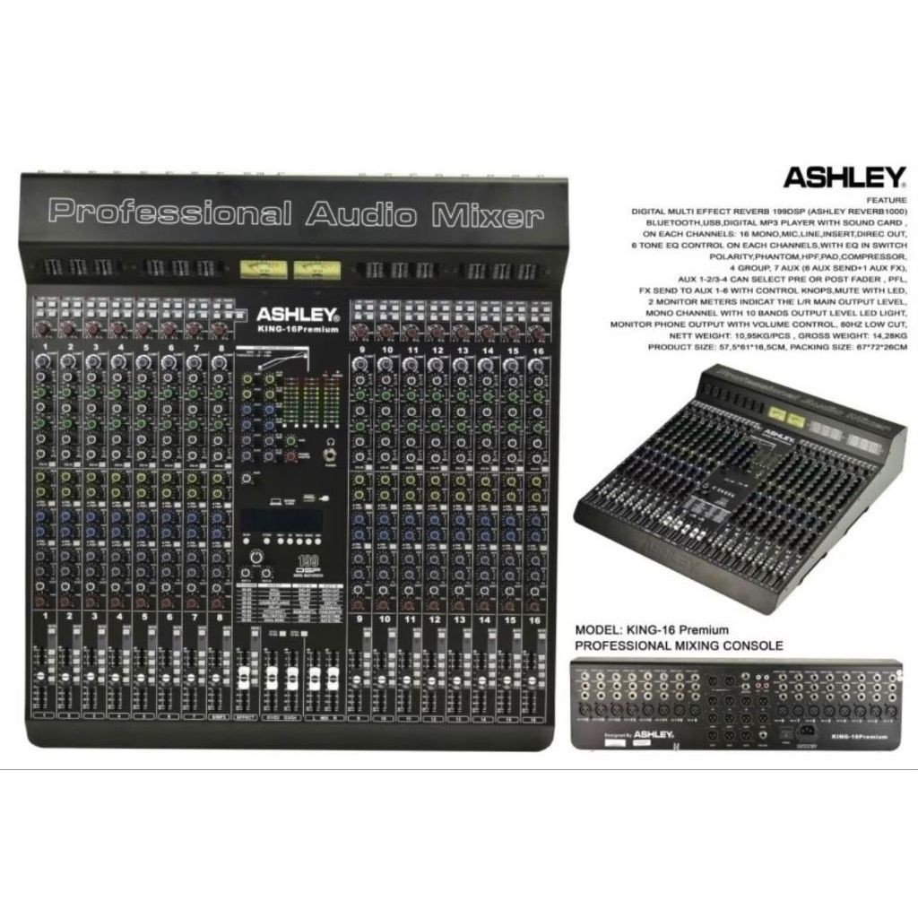 MIXER ASHLEY 16 CHANNEL EFEK ALESIS ASHLEY KING16PREMIUM KING 16PREMIUM KING-16PREMIUM ORIGINAL BERG