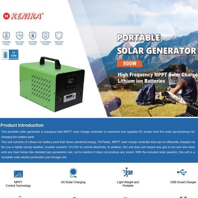 TERBARU - PORTABLE SOLAR POWER GENERATOR 500W KENIKA w/ Radio FM [PIM500-LI]