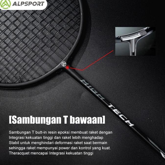 Yonex- Alp Raket Rr T500, Karbon Penuh, 4U G5, Poros Bulat Penuh, Rebound Cepat, Keseimbangan Maksim