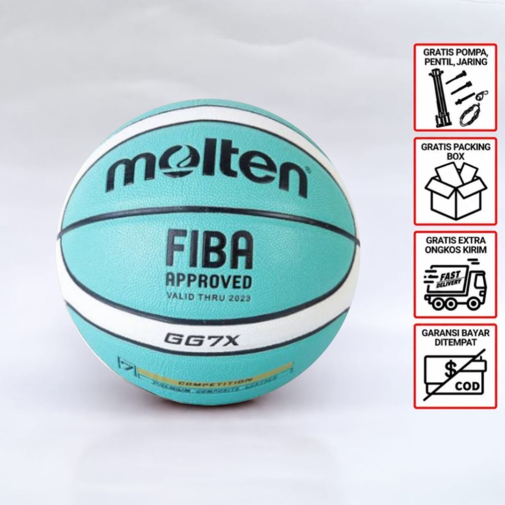 Bola Basket Molten GG7X - Kulit PU Premium, Teknologi Giugiaro, Dual Cushion