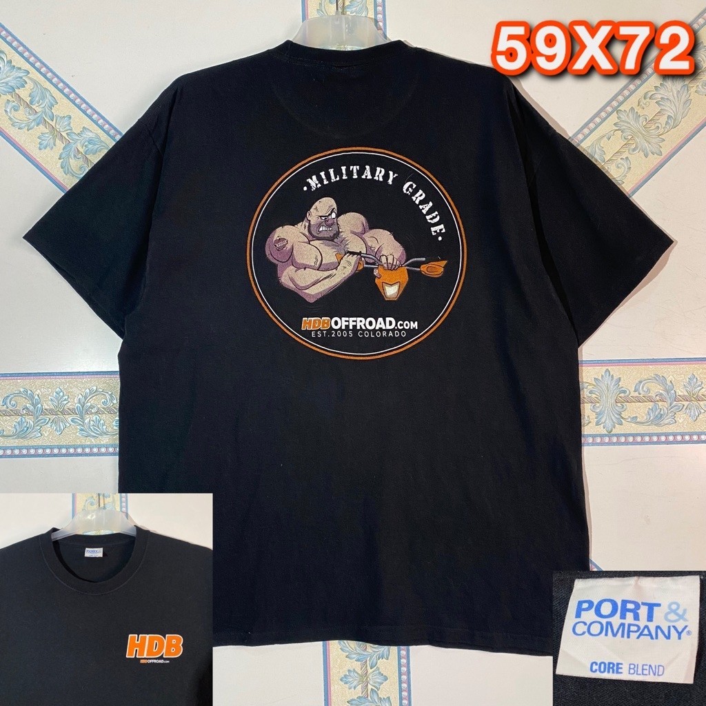 Kaos Port & Company Black Hitam Offroad Motor HDB Vintage Biker Oversize Second