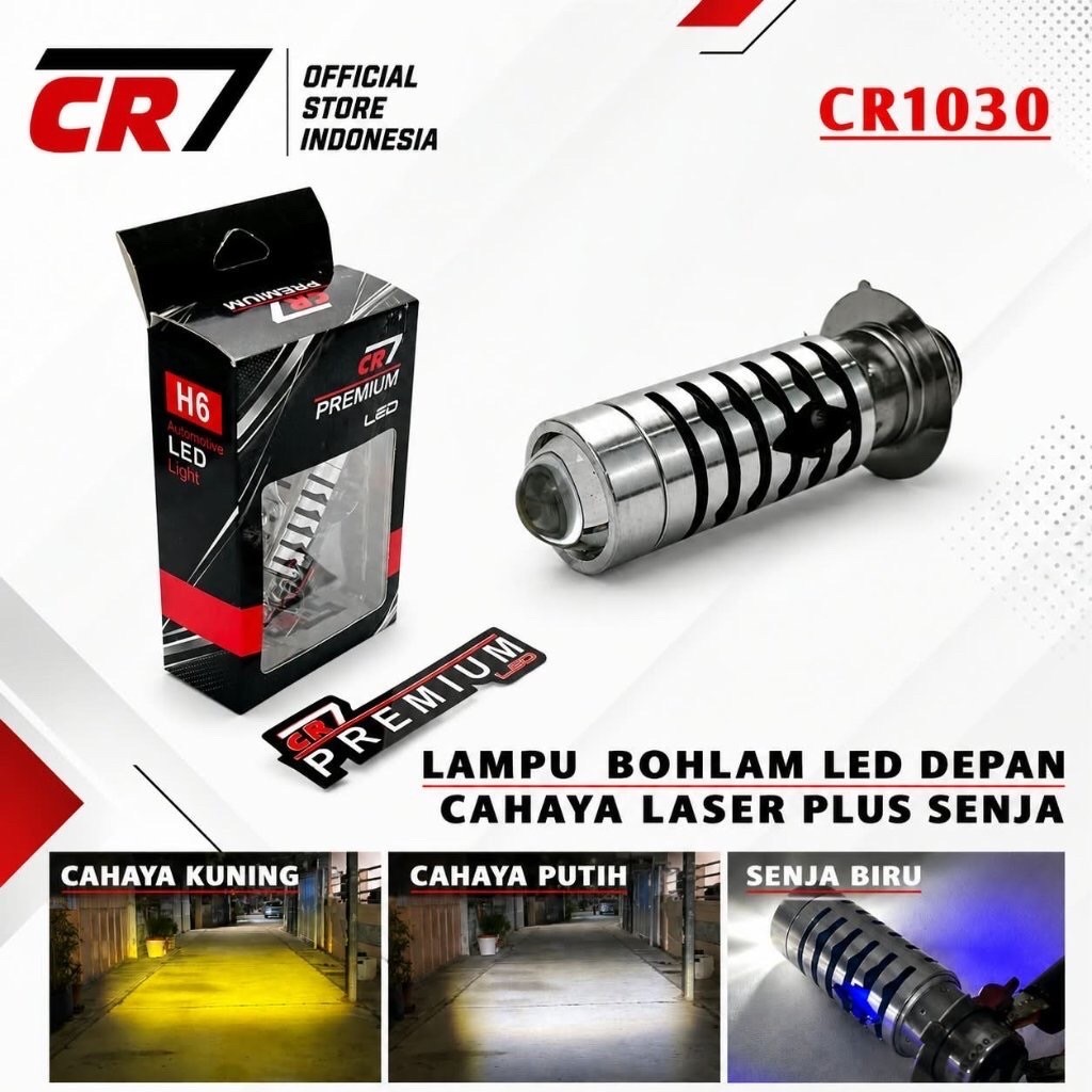 CR7 CR1030 - Lampu Utama LED H6 Plus Senja Cahaya Laser Universal