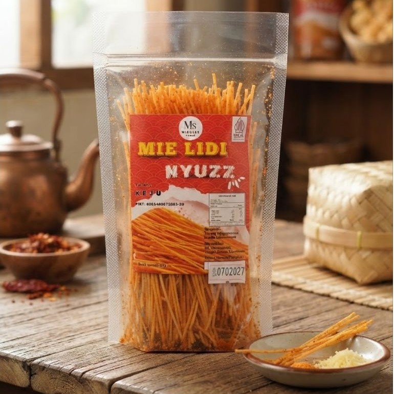 Mie Lidi 100gr dengan Rasa Super Pedas dan Keju Asin, Sensasi Cemilan Ekstra