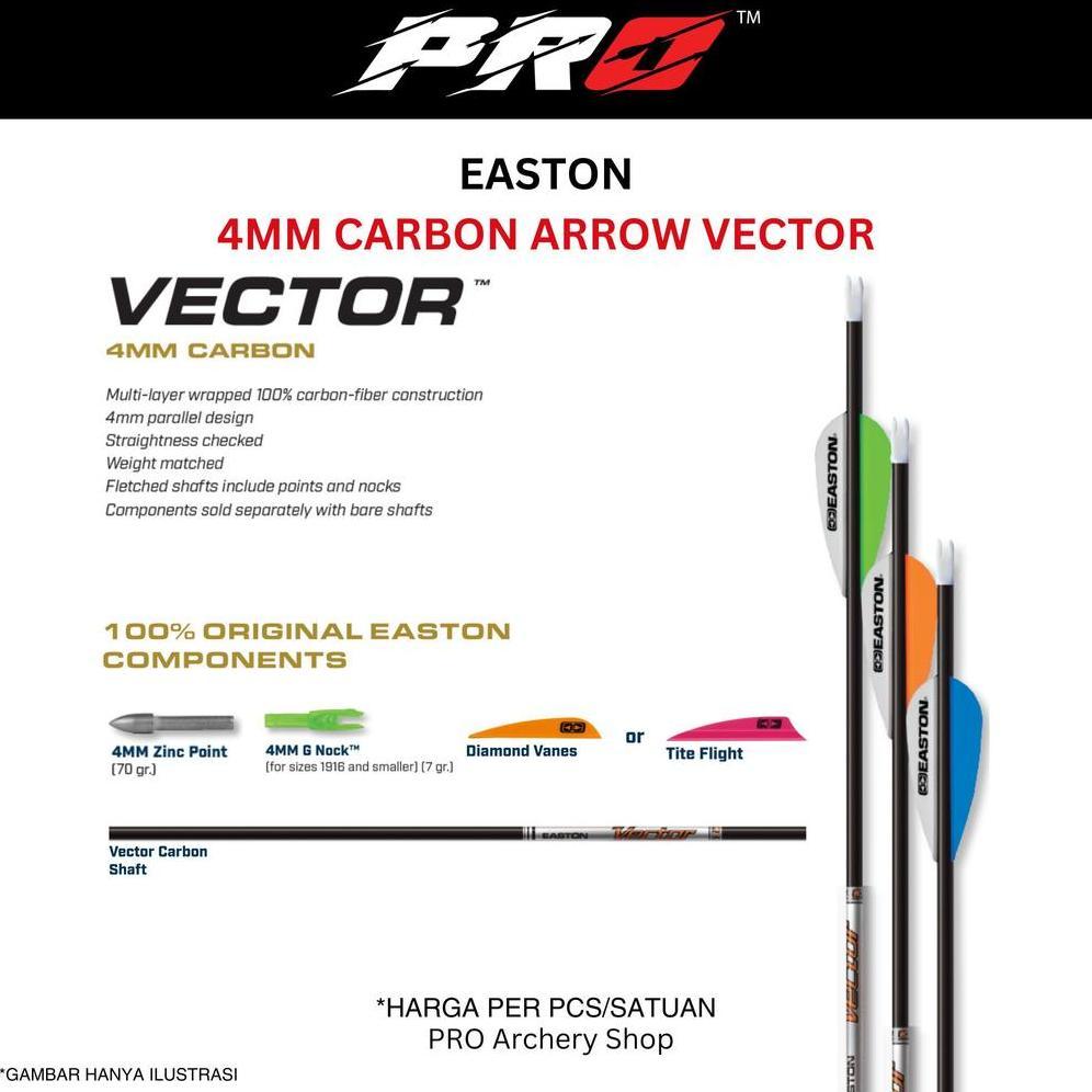 ARROW EASTON VECTOR CARBON / ANAK PANAH CARBON OUTDOOR INDOOR ALAT PANAHAN BUSUR COMPOUND RECURVE BA