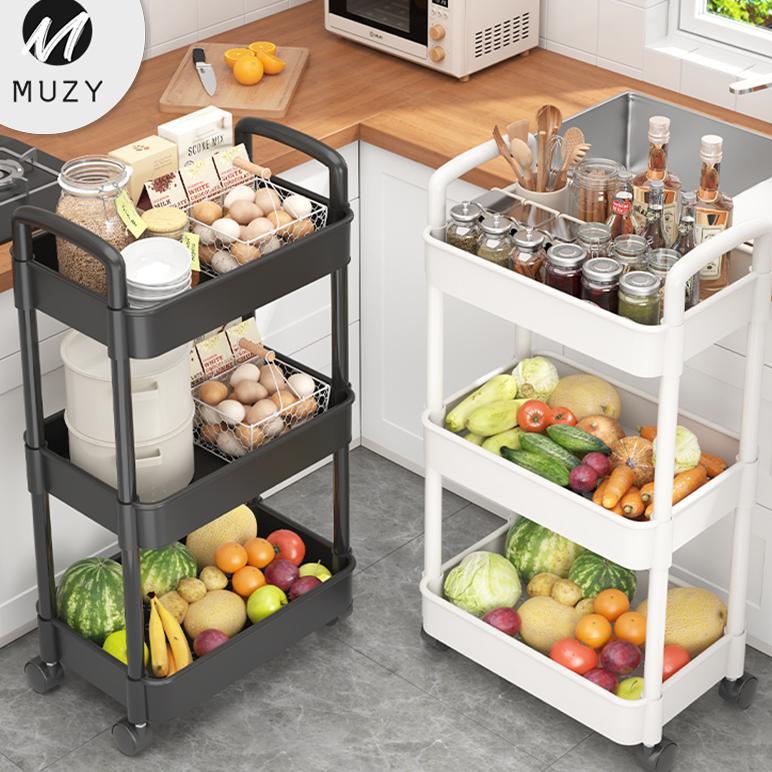 [WIRA] Muzy Rak Troli Dapur Dorong Serbaguna Rak Salon Kamar Mandi Removable Rak Penyimpanan HRK516